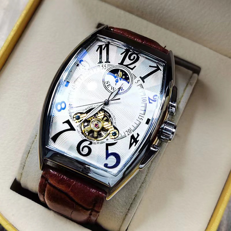 Luxury Watch Arabic - SEWOR-Relógio Mecânico Masculino, Relógios Turbilhão Dourado,
