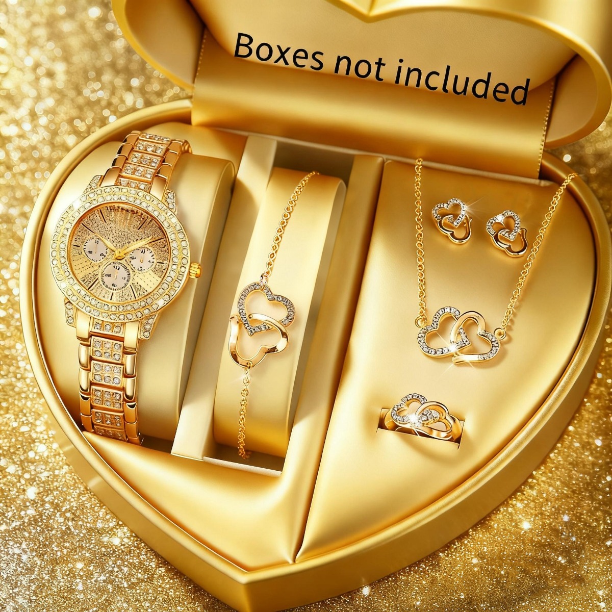 Luxury Watch Gift Box - 6 pçs luxo strass relógio feminino