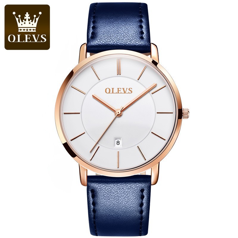 Luxury Watch Leather Strap - Olevs moda ultra fino relógios femininos