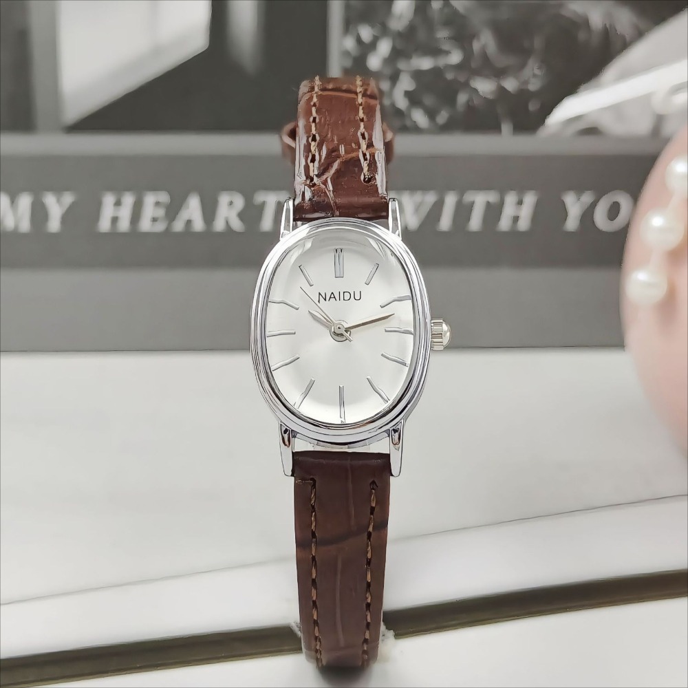 Luxury Watch Leather Strap - Marca de moda feminina oval dial
