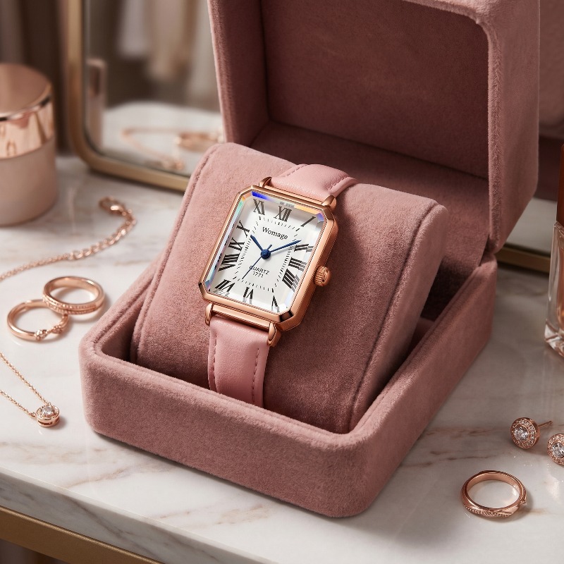 Luxury Watch Leather Strap - Relógios de Quartzo Retangulares de Moda
