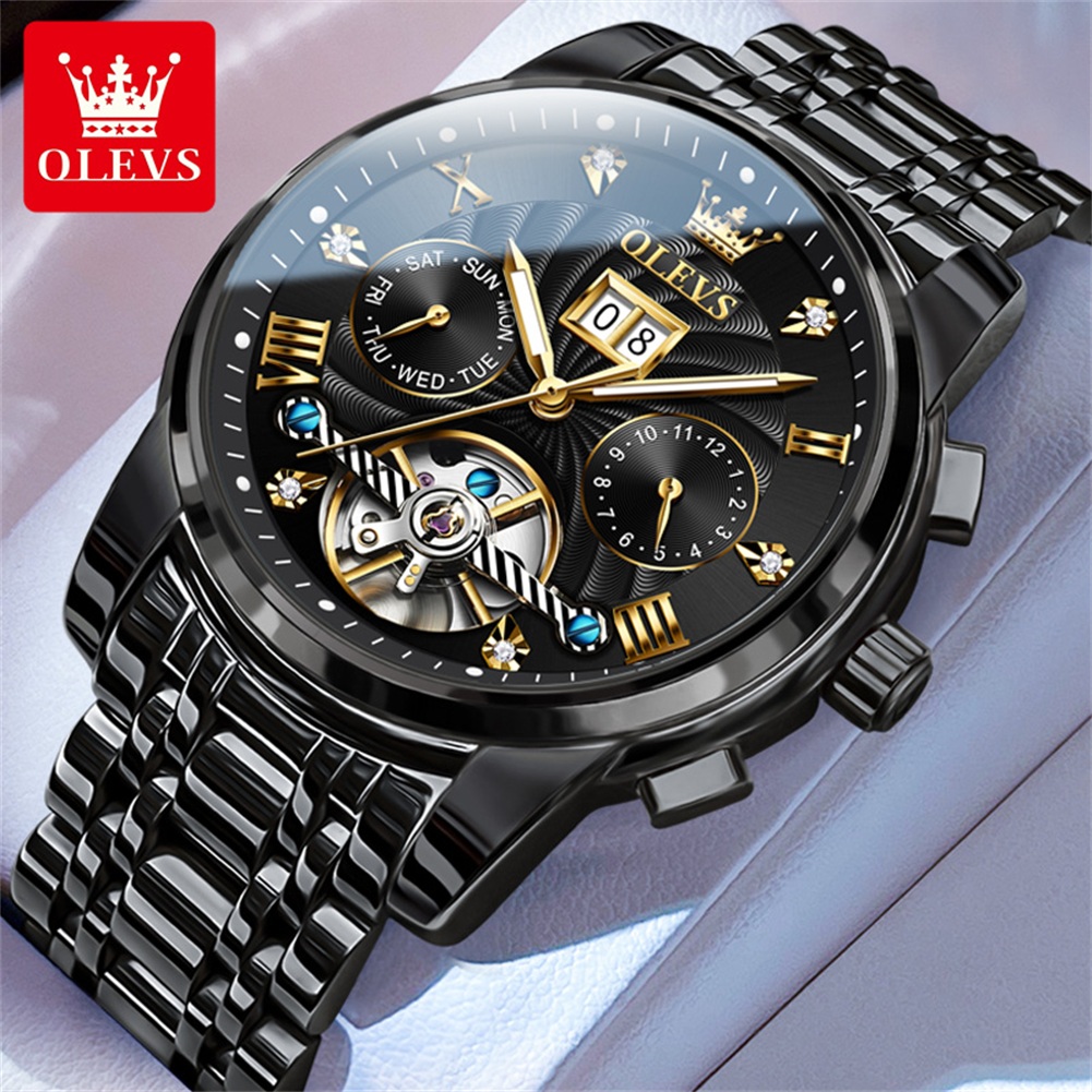 Luxury Watch Arabic - Olevs relógios masculinos clássicos turbilhão multi-função