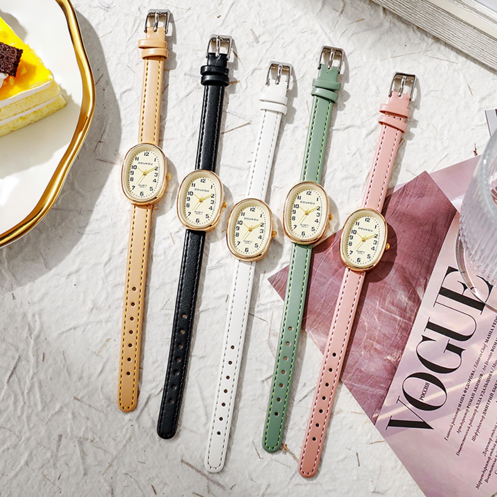 Luxo oval dial relógios femini - Luxury Watch Leather Strap avaliação e preço