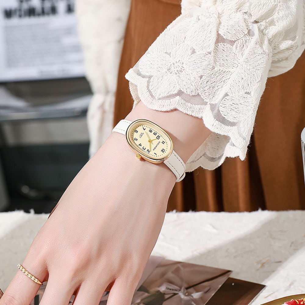 Luxo oval dial relógios femini - Luxury Watch Leather Strap avaliação e preço