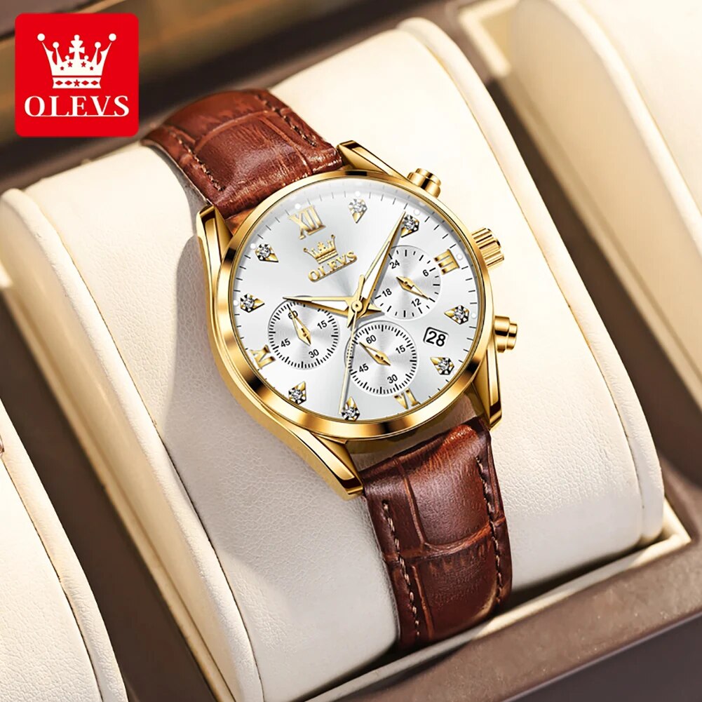 Olevs 5523 relógios femininos  - Luxury Watch Leather Strap avaliação e preço