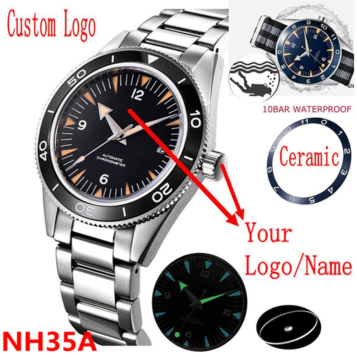 Logotipo personalizado nh35 mo - Luxury Watch Business avaliação e preço