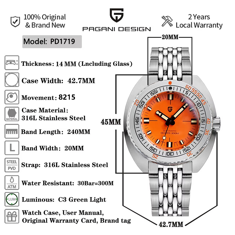 Relógio Mecânico Masculino Pag - Diver Watch 300M avaliação e preço