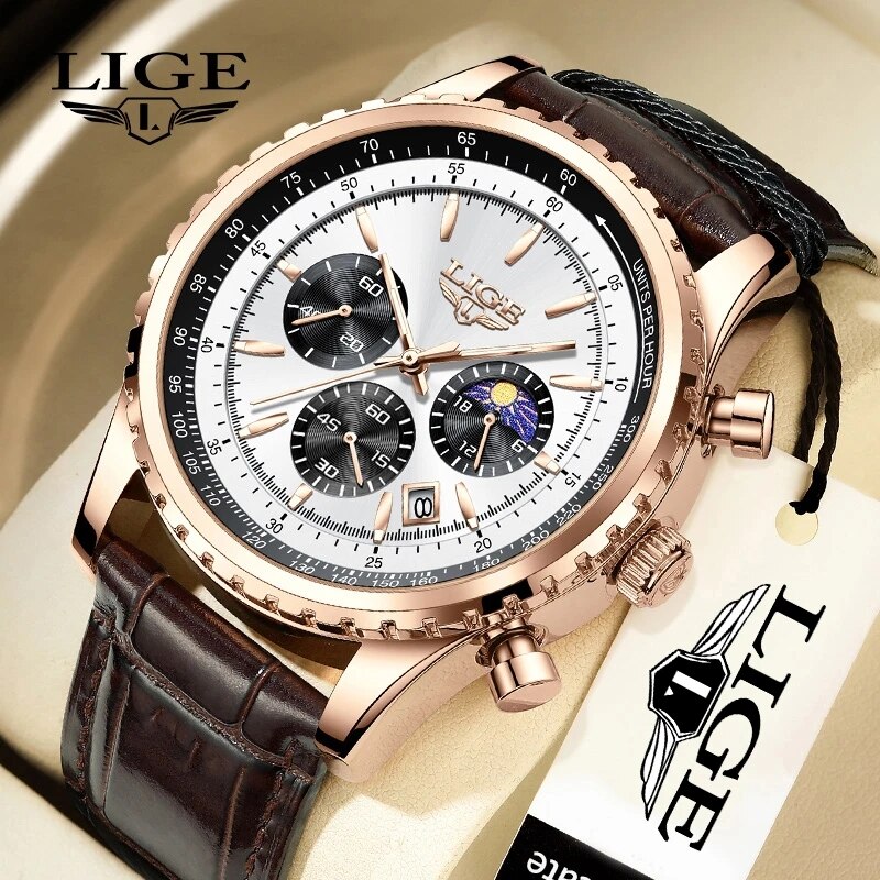 LIGE-Relógio de pulso de quart - Luxury Watch Organizer For Men avaliação e preço