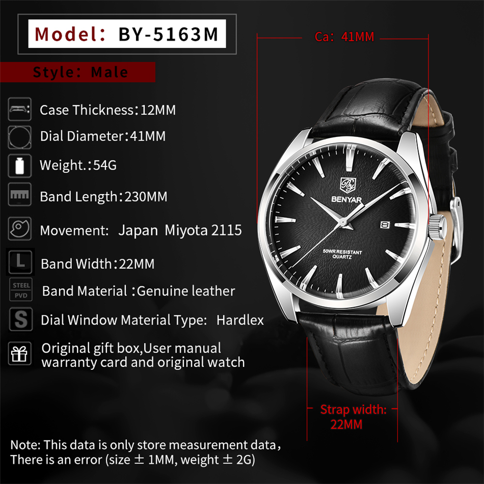 Benyar 5163 marca superior de  - Luxury Watch Holder For Men avaliação e preço