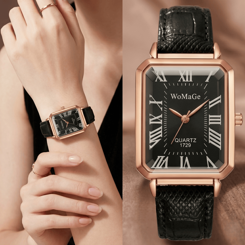 Relógios de Quartzo Retangular - Luxury Watch Leather Strap avaliação e preço