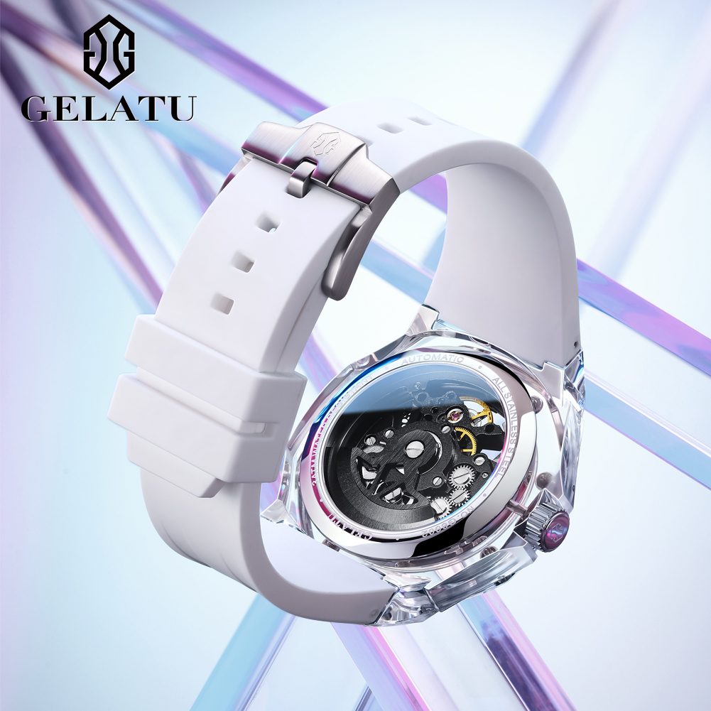 GELATU 8002 Relógio Mecânico A - Luxury Watch Leather Strap avaliação e preço