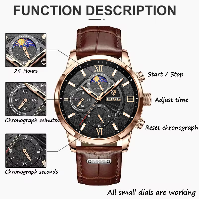 Relógios masculinos lige marca - Luxury Watch Holder For Men avaliação e preço